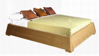 Schlafzimmer Rattan Bett 160 x 200 cm Himmelbett Lucetta mit Himmel
