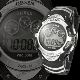 30M WASSERDICHT LED Digital Quarzuhr LCD Herren Silikon Armband Uhr