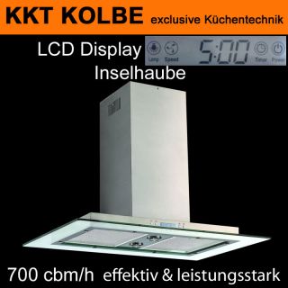 Dunstabzugshaube Inselhaube LCD Display Nachlaufautomatik UHR