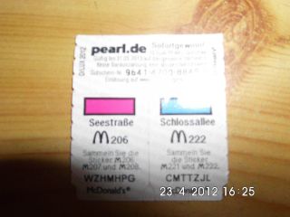 mc donalds sticker 2012. schlossallee m222 und seestrasse m206.