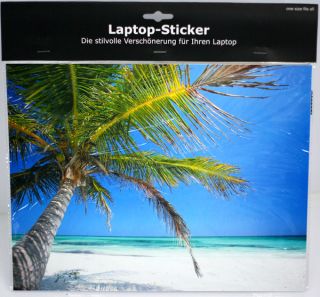 Laptop Netbook Notebook Sticker Aufkleber Motiv Strand mit Palmen