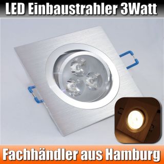 3W LED Einbaustrahler Warmweiss Einbauleuchte Spot eckig Set Lampe