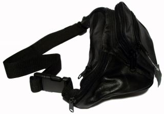 Bauchtasche in Echt Leder mit 6x Rv Fächer Schwarz Umhängetasche