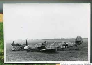 Top Foto Messerschmied ME 109 abgestürzt mit tarnung 9,8 x 7cm