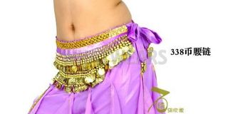 Belly Dance 338 Gold Coins Fringe Costume Belt Skirt