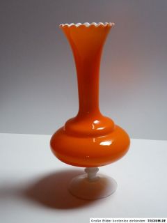 70th TISCHVASE VASE XL GLASVASE orange 41 cm Überfangglas 70er Jahre