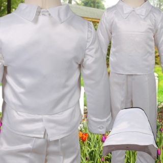 R259 Weiß Taufe Taufekleidung Weste Lange Anzug Baby Jungs Hochzeit