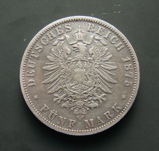Deutsches Kaiserreich, Preussen, Wilhelm . 5 Mark 1876, B
