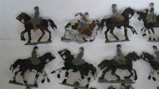 30 antike Zinnsoldaten auf Pferden handbemalt Heinrichsen Nürnberg #3