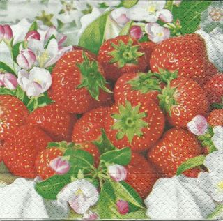 Servietten Napkins Früche Erdbeeren #244