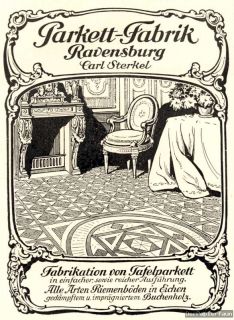 Parkett Sterkel Ravensburg Fabrik Orig. Reklame 1925