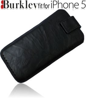 Burkley Premium WASHED Case für iPhone 5 Echt Leder Handy Tasche Etui