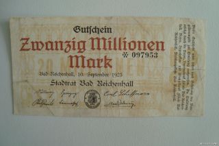 20 Millionen Mark Stadt Bad Reichenhall Gutschein 1923 (aR1523)