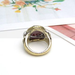 Ring Rot Stein Style Ringe Retro Gravur Damen Fingerring NEU 102 0155
