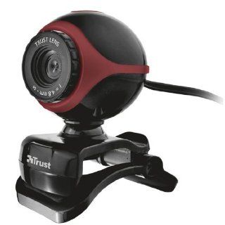 Trust Exis Webcam 300K mit Mikrofon, schwarz / rot 