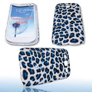Hardcover Handy Tasche Case Leopard Blau f. Samsung GT i9300 Galaxy S3
