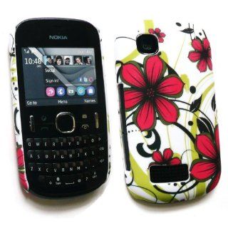 Emartbuy ® Nokia Asha 201 Red Hawaii Blumen Clip On Protection Case