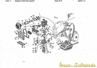 VESPA   CD Explosionszeichnungen / Ersatzteillisten / Schaltplan   V50