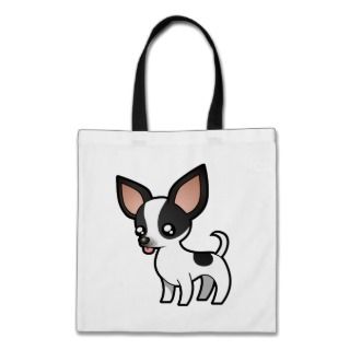 Cartoon Chihuahua (black parti smooth coat) Canvas Bags