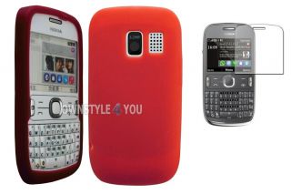 Case Tasche Schale Cover für Nokia Asha 302 + Folie TPU Rot