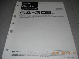 PIONEER SA 305 HEZ Stereo Amplifier Service Manual Zusatz zu SA 301 HE