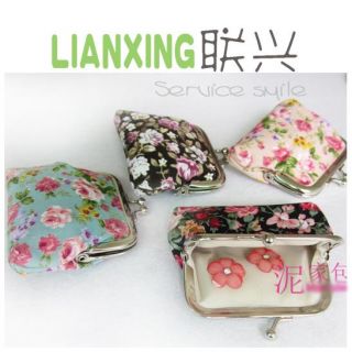 Lovely Mini Small Floral Bag Ladies Metal Frame Coins Clutch Purse