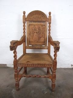 PD307  Hochzeitsstuhl / Stuhl EICHE aufwändig geschnitzt um 1900