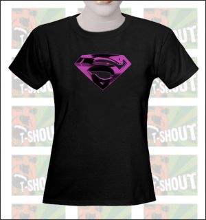 Pink Superman Logo Ladies T Shirt XS S M L XL New Tags