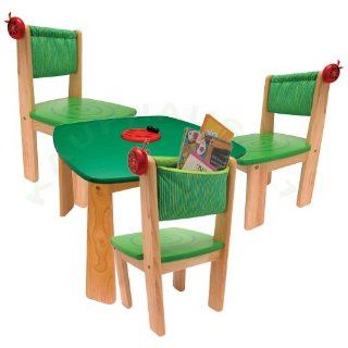 Kindersitzgruppe Marienkäfer grün 1Kindertisch 3 Kinderstühle