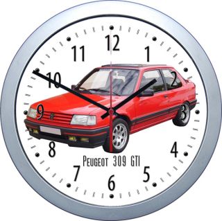 Klassische Wanduhr mit Motiv Peugeot 309 GTI rot Uhr
