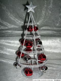 Weihnachtsbaum Tannenbaum Glockenbaum Metall Silber Rot Glitzer