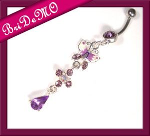 Dangle Butterfly Violett 316 L Bauchnabelpiercing