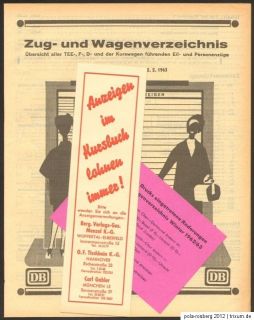 Amtliches Kursbuch Nordwestdeutschland Winter 1962/63, Zug  und