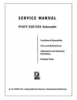 Pfaff 230/332 Automatic   Service Manual on CDR (pdf)