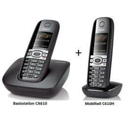 Siemens Gigaset CX610 + C610H Duo ISDN schnurlos Telefon DECT schwarz