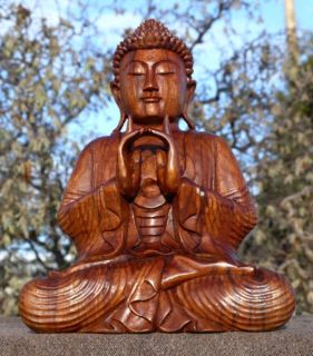 schoener Doppelhand BUDDHA Meditation Moench HOLZ BUDDA Feng Shui 335