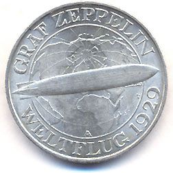 Republik, 3 Reichsmark 1930 A Zeppelin Jaeger 342 vz st