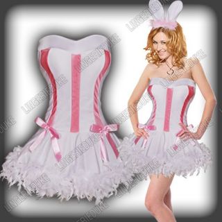 M345 Charme Bunny Hase Kostüm Outfit Karneval weiß/pink