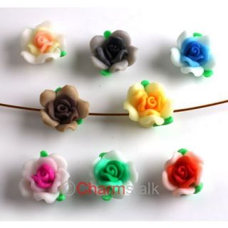30 MIX Farbe Rose Form Mode Fimo Polymer Clay Perlen Beads 20mm 110862