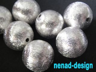 Metallperlen VERSILBERT Rund 12mm gebuerstet Perlen nenad design