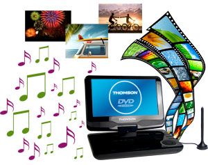 Thomson DP910 Tragbarer DVD Player (22,8 cm (9 Zoll) LC Display, DVB T
