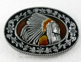 Oval Flower Native American Indians Tribe Chief Head Lady/Boy//Mens