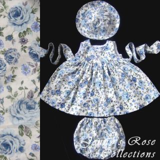 Baby Girl Dress + Hat + Bloomers, Blue 0 24 Months #BF1