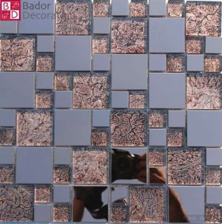 Mosaik Glas Fliesen Braun Duschemosaik Edelstahl 30x30 cm Model Browny
