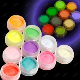 10 Colors Fluorescent Neon Glow in Dark Powder Dust for Acrylic UV Gel