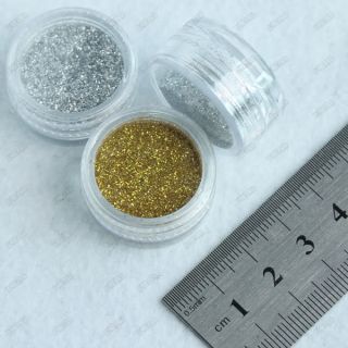 12+12 Golden & Silver Glitter Powder Fine Dust for Acrylic UV Gel Nail