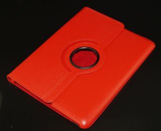 Original Apple iPad 3 360° Rotary Leather Bag Red Smart Cover Hold