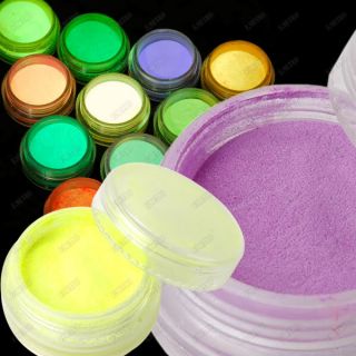 10 Colors Fluorescent Neon Glow in Dark Powder Dust for Acrylic UV Gel