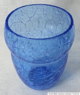 kleine Vase Glasvase blau Craquele Glas 10,5 cm hoch