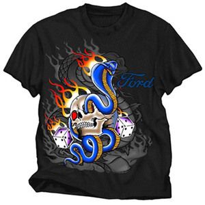 Ford Skull/Flames/Dice Mens T Shirt